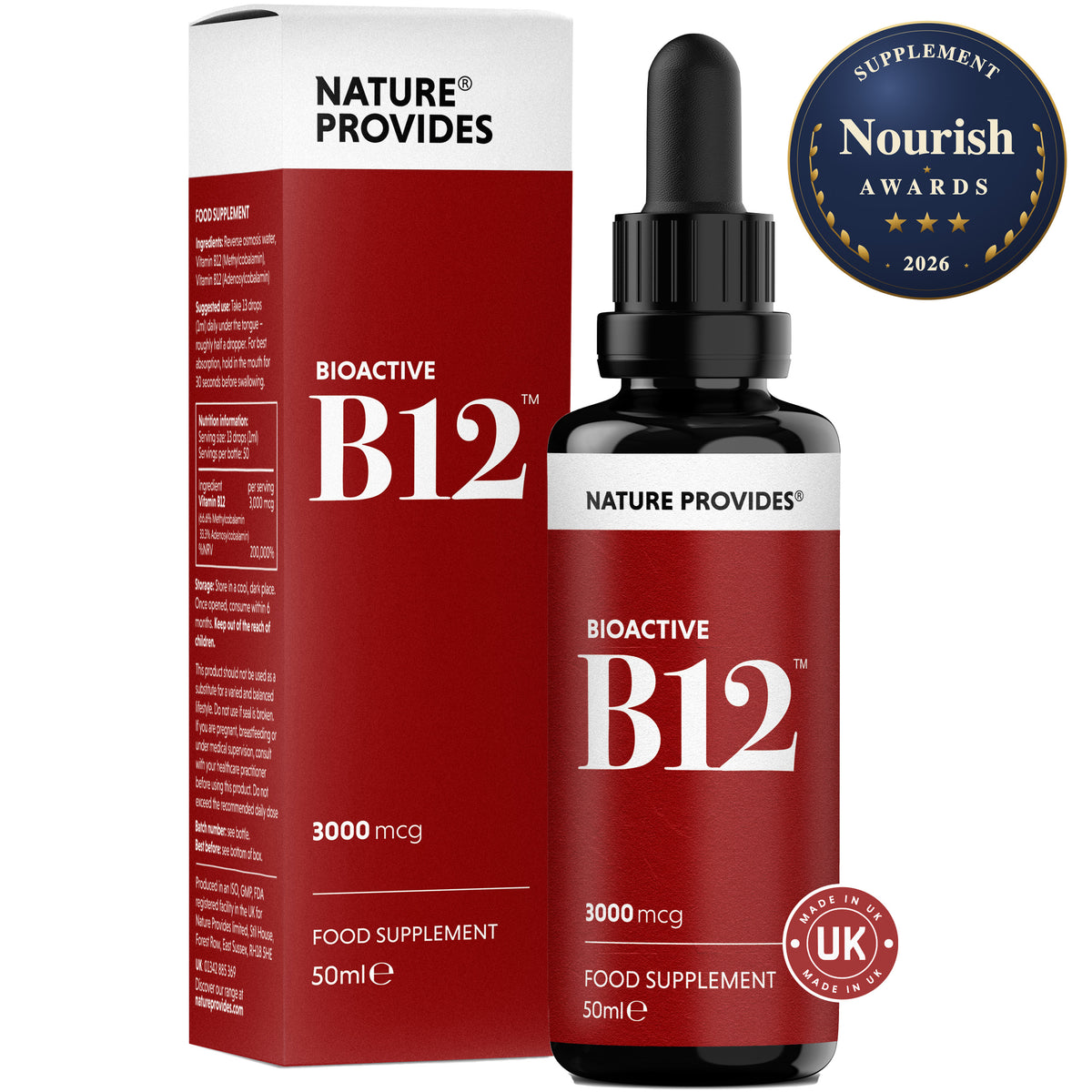 Bioactive B12 (3000 mcg) Coenzyme liquide Vitamine B12 - 50ml
