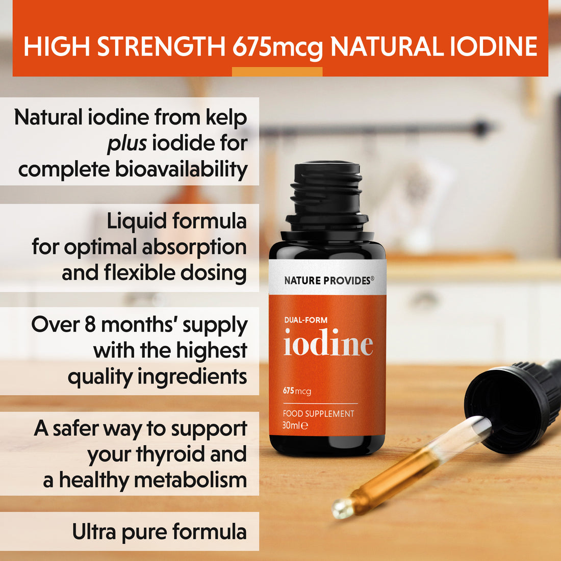 Dual-Form Iodine (675mcg) Extracted From Natural Kelp - 30ml