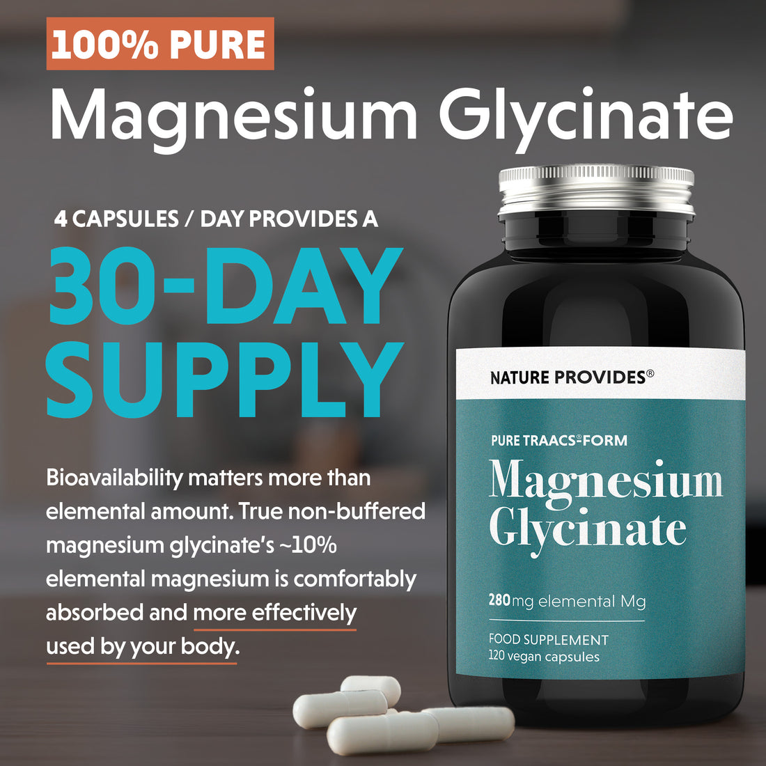 TRAACS® Magnésium Glycinate (240mg) - 120 Capsules
