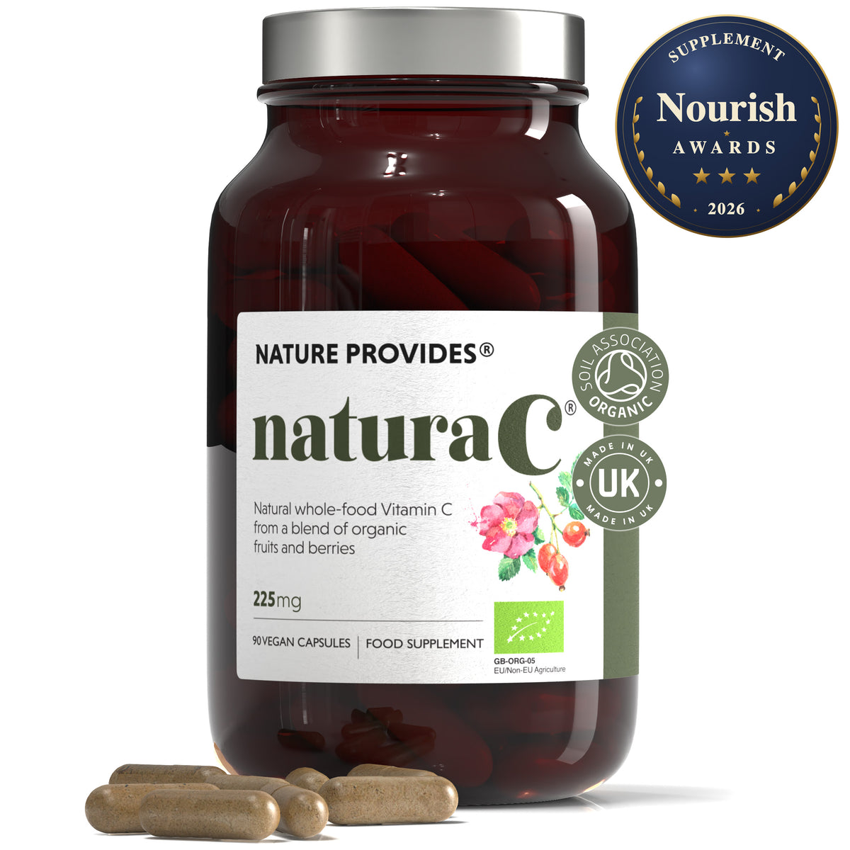 naturaC® (225mg) Vitamine C alimentaire complète biologique - 90 Capsules