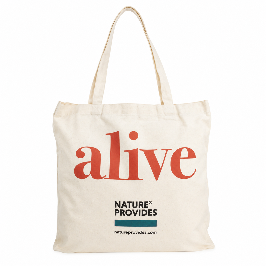 Nature Provides 'alive' natural cotton tote bag