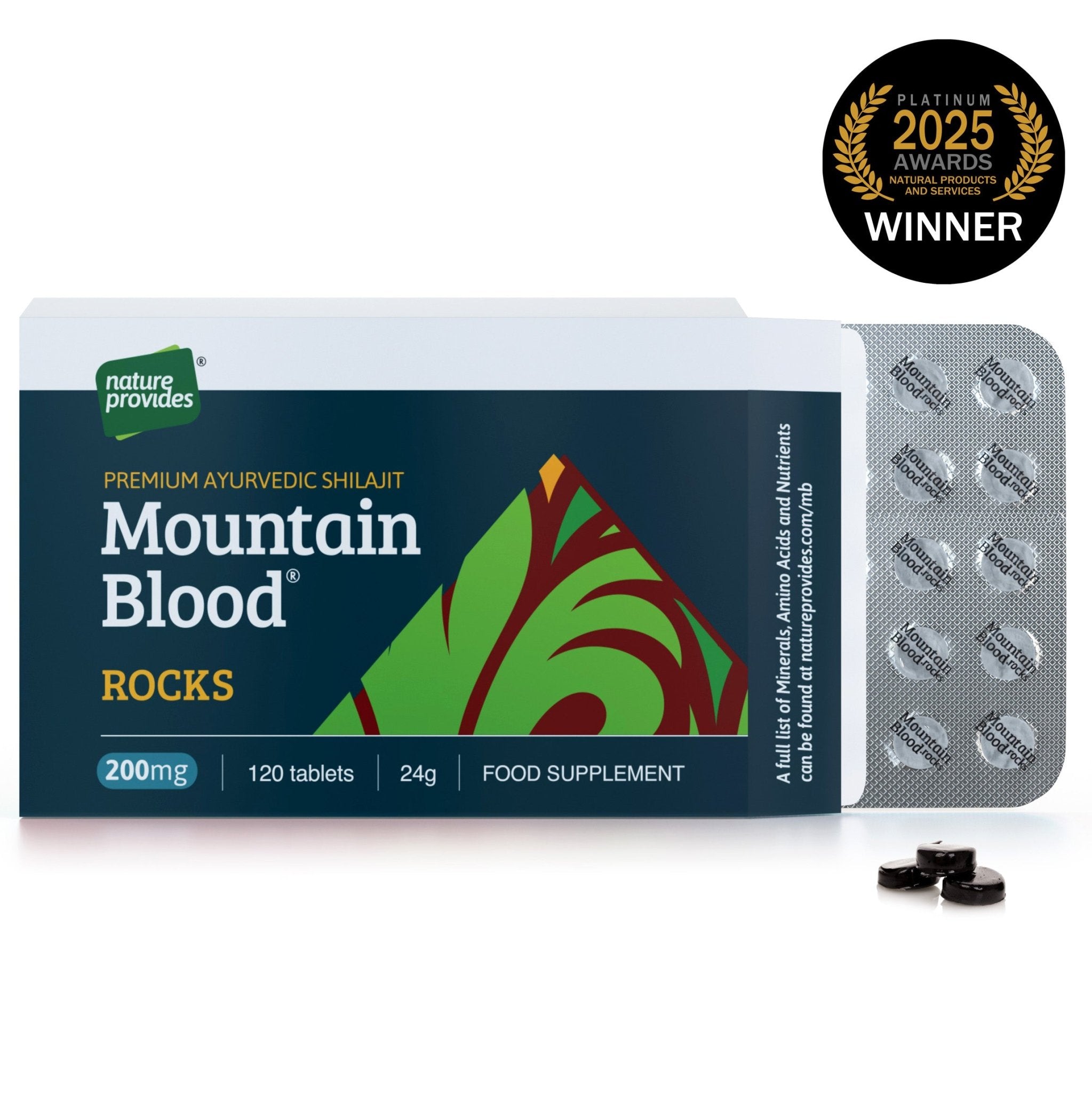 Mountain Blood® Rocks Shilajit | 120 comprimés de 200 mg | Testé au ...