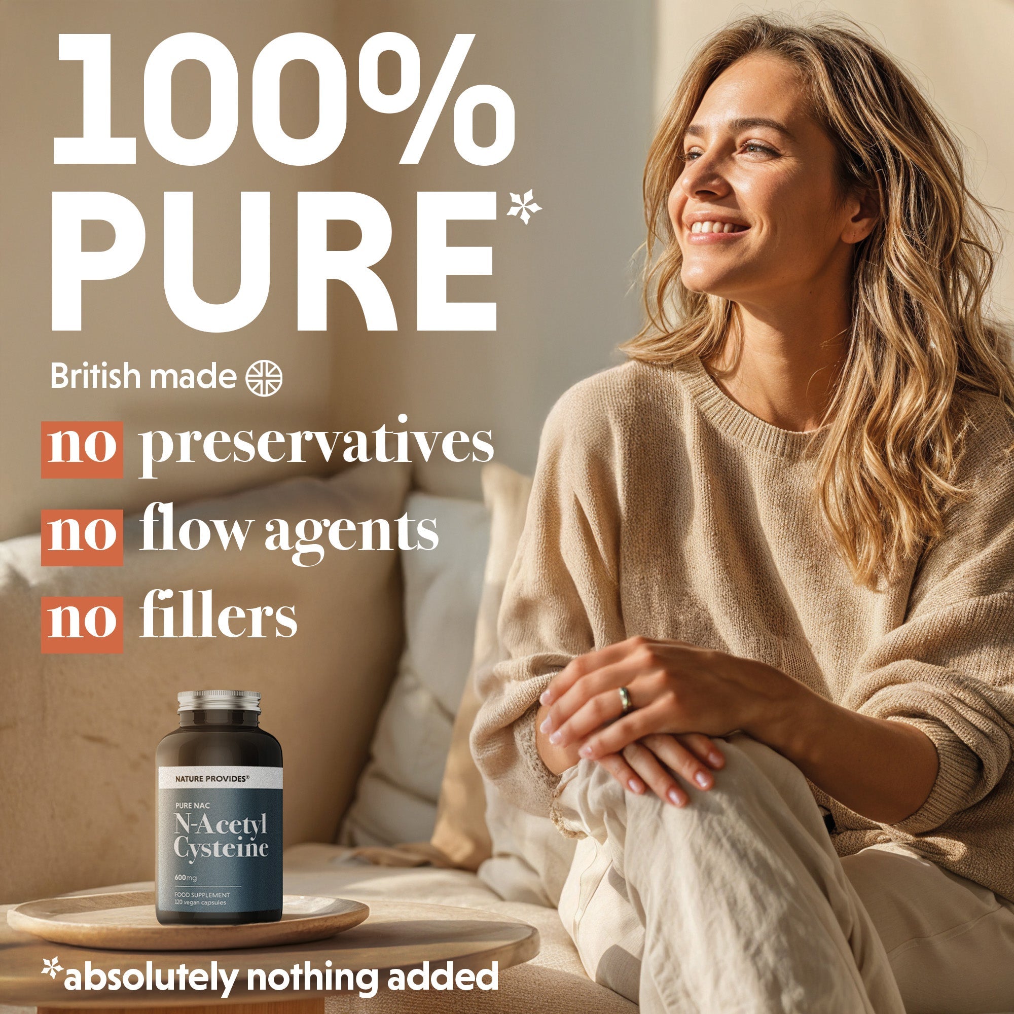 NAC (600mg) Pure N - Acetyl Cysteine - 120 Capsules - Nature Provides