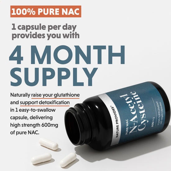 NAC (600mg) Pure N - Acetyl Cysteine - 120 Capsules - Nature Provides